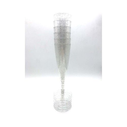 Set de 6 copas de cava reutilizables color plata, 14 cl de capacidad, ACTUEL.