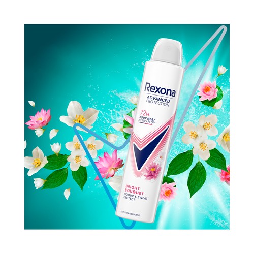 REXONA Advanced protection bright bouquet Desodorante en spray para mujer antitranspirante hasta 72 horas 200 ml.