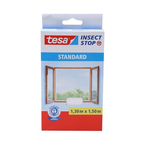 Malla mosquitera para ventanas, 1,30m x 1,50m, blanco, TESA Standard.