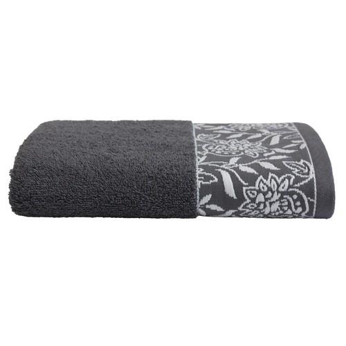 Toalla de ducha de 450 gm, diseño cenefa jacquard, color gris, ALMEIDA.