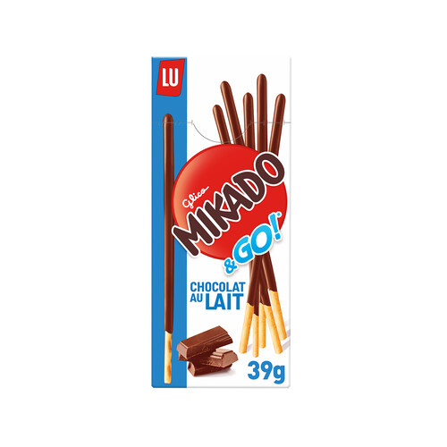 LU, MIKADO Galletas en forma palitos cubiertas de chocolate con leche 39 g.