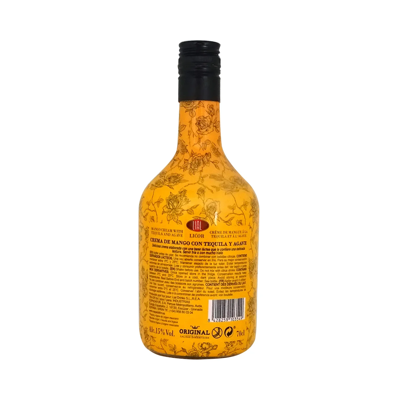Crema de mango con tequila y agave botella 70 cl.