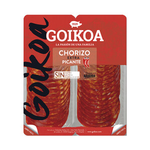 Imagen de GOIKOA Chorizo extra cortado en lonchas, elaborado sin gluten, ni lactosa ni proteína de leche GOIKOA 2 x 90 g.