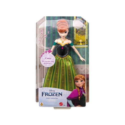DISNEY Frozen Anna musical Muñeca que canta al presionar un botón, juguete +3 años (MATTEL HMG43)