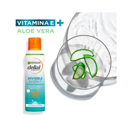 DELIAL UV water de Garnier Bruma solar en spray, con acción protectora y refrescante y FPS 50 (muy alto)  200 ml.
