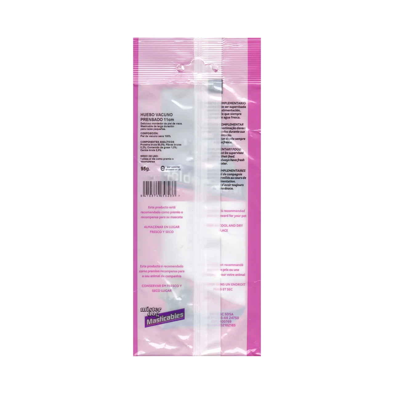 MISTER DOG Hueso masticable de vacuno de 11 centímetros para perros MISTER DOG 2 uds. de 45 g.