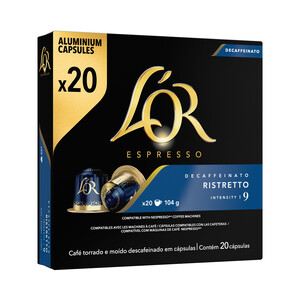 L'OR Café Descafeinado Ristretto I9 en cápsulas compatibles con Nespresso L'OR ESPRESSO 20 uds.
