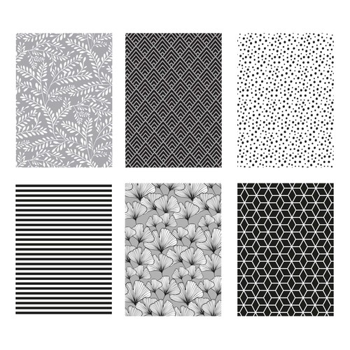 Rollo de papel de regalo estampado surtido blanco y negro, 0,7x2 metros, PAPELERÍA.
