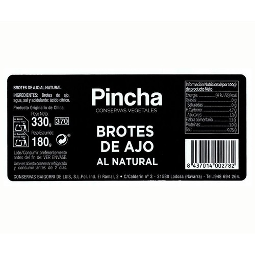 PINCHA Brotes de ajo 180 g.