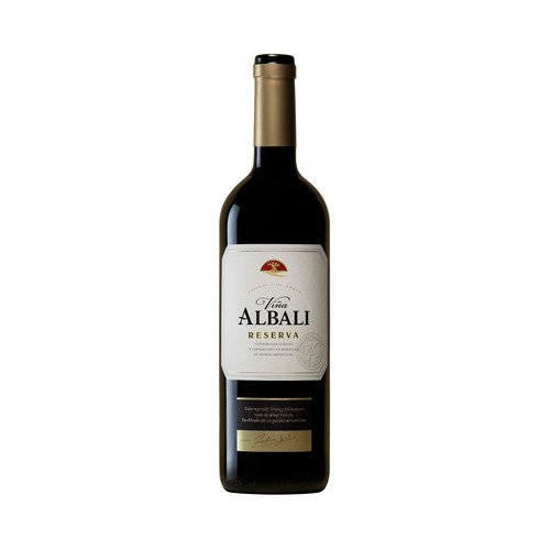 Vino tinto reserva con denominación de origen Valdepeñas VIÑA ALBALI botella de 75 cl.