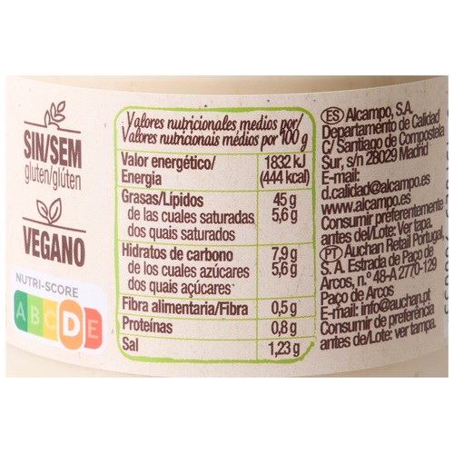 PRODUCTO ALCAMPO Bio Salsa César ecológica sin gluten, ni huevo ni lactosa 190 g.