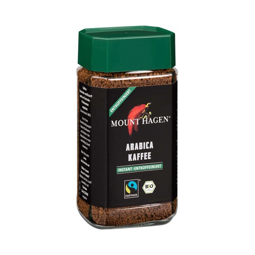 Café descafeinado soluble, arábico y ecológica MOUNT HAGEN 100 g.