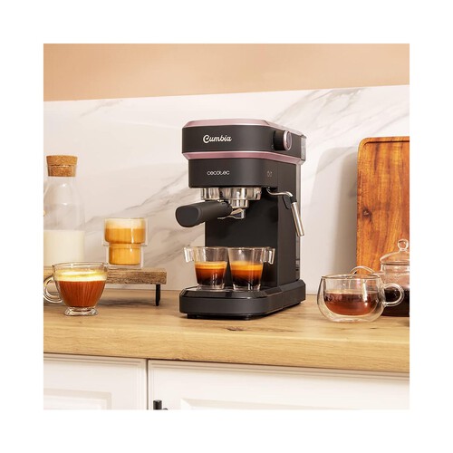 Cafetera espresso CECOTEC Cafelizzia 890 Rose, presión 20 bar, vaporizador, Modo Auto 1-2 cafés, calienta tazas.