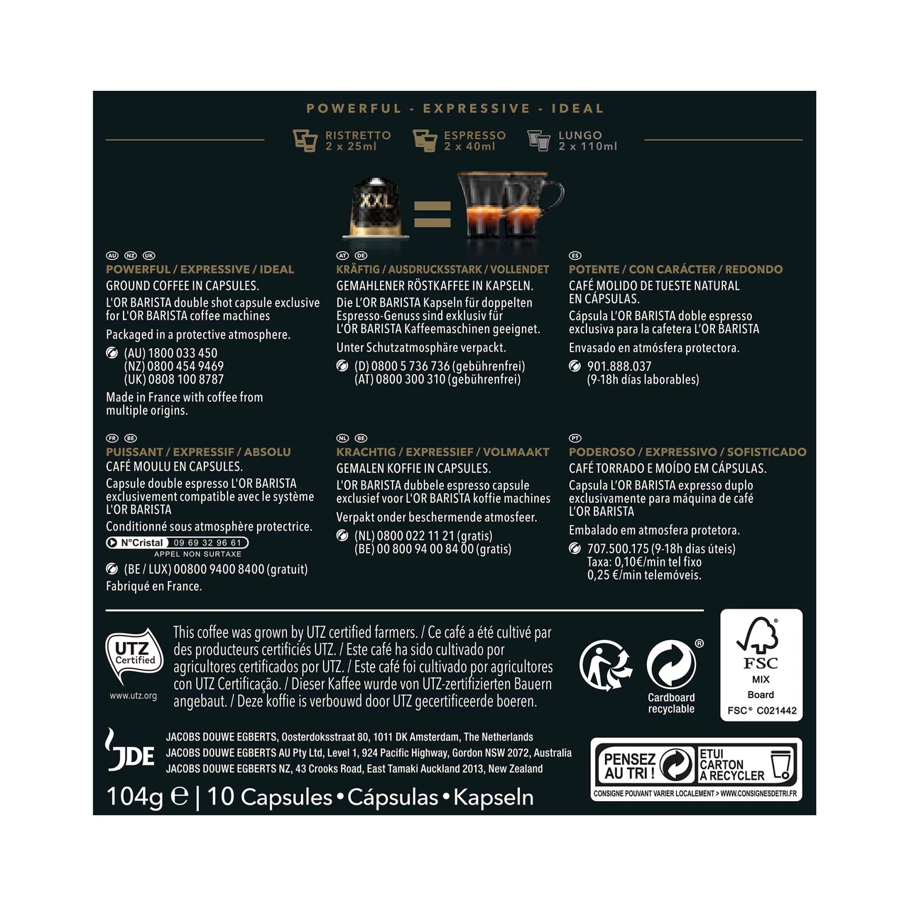 L"OR BARISTA Double Ristretto Café en cápsulas I11 10 uds. (20 tazas)