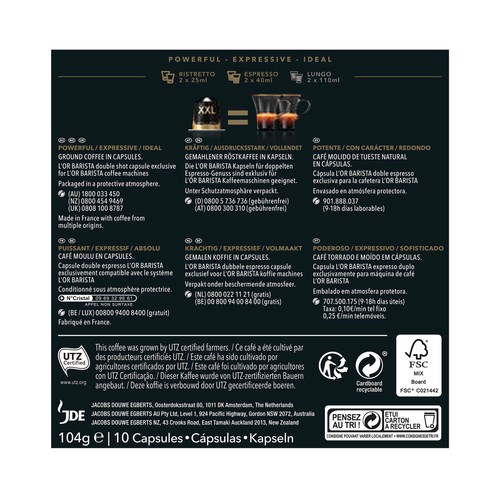 L"OR BARISTA Double Ristretto Café en cápsulas I11 10 uds. (20 tazas)