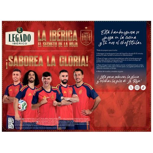 LEGADO IBERICO Hamburguesa de cerdo ibérico con secreto ibérico  2x120 g. La ibérica. El secreto de la roja. Selección Española. 