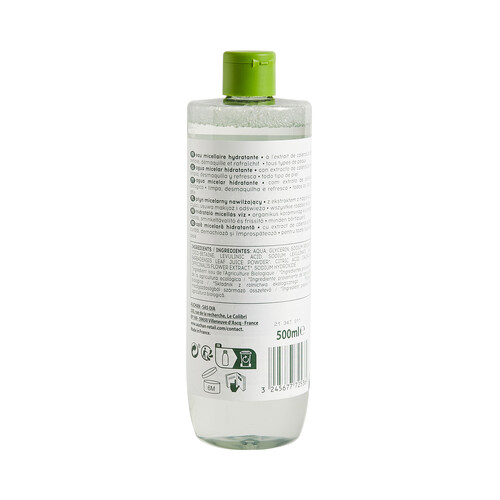 COSMIA Agua micelar hidratante y desmaquillante con extracto de Calendula Bio, para todo tipo de pieles COSMIA Bio 500 ml
