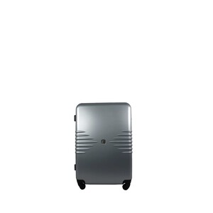 Maleta mediana rígida de color gris de 60 cm. tipo trolley con 4 ruedas y cierre por código, AIRPORT ALCAMPO.