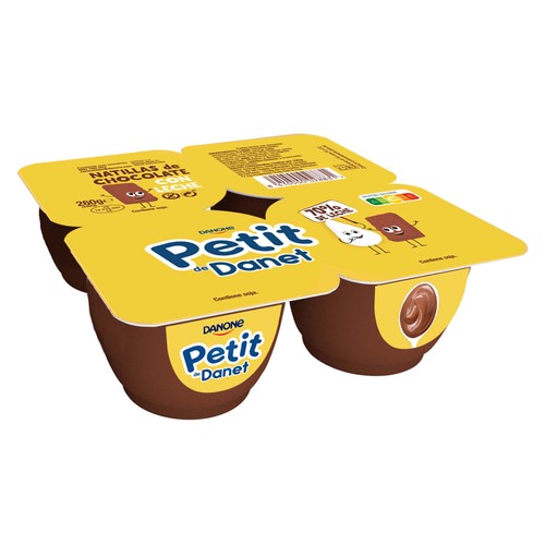 DANET Natillas de chocolate con leche, elaboradas con un 70% de leche DANET Petit 4 x 65 g.