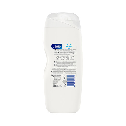 SANEX Gel de ducha o baño hidratante para todo tipo de pieles SANEX Zero% 600 ml.