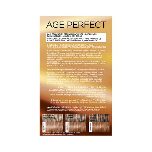 L´ORÉAL PARIS Tinte de pelo permanente tono 5.03 Castaño claro dorado sutil L´ORÉAL PARIS Age perfect.
