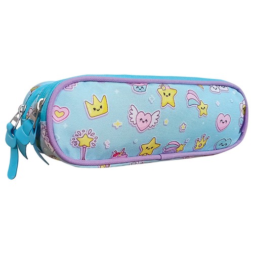 Estuche portatodo triple con cremalleras 10x22x7 cm Sweet Sparkle. MITOS