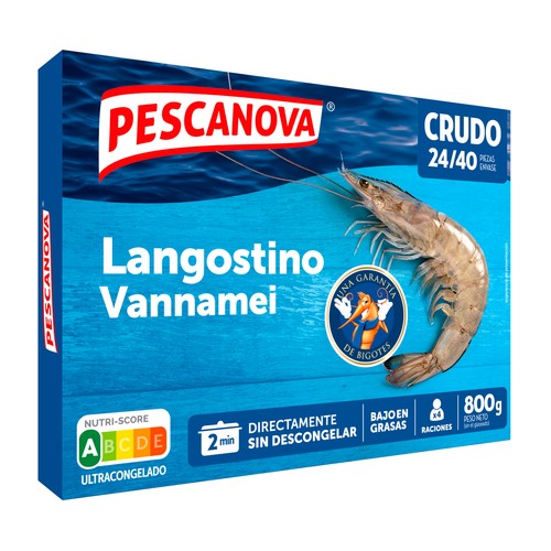 PESCANOVA Langostinos 24/40 crudos grandes, ultracongelados PESCANOVA 800 g (P.N.E)