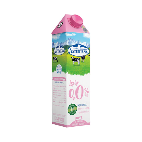 CENTRAL LECHERA ASTURIANA Leche de vaca desnatada (0,0% materia grasa) de origen español CENTRAL LECHERA ASTURIANA 6 x 1 l.