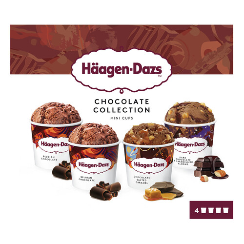 HÄAGEN-DAZS Mini tarrinas de helado de diferentes chocolates HÄAGEN-DAZS 4 x 95 ml.