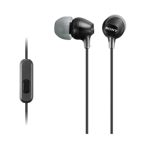 Auriculares tipo intrauditivo SONY MDREX15APB con micrófono, especial Smartphone, color negro.