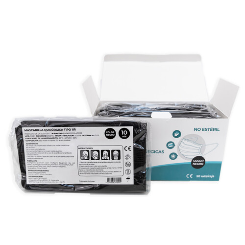 MOONCARE Mascarillas quirúrgicas desechables (tipo IIR), de color negro MOONCARE 50 uds.