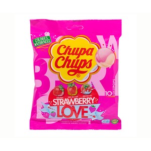 Imagen de CHUPA CHUPS Caramelo con palo de fresa love 10 uds 120 g.