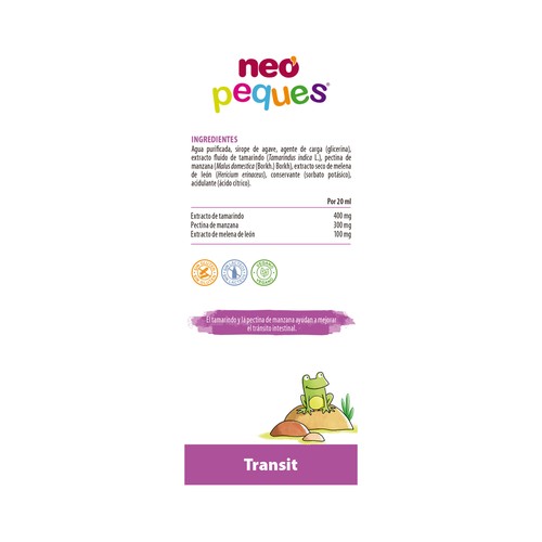 NEO PEQUES Transit Complemento alimenticio sabor a frutas, que ayuda y favorece el transito intestinal 150 ml.