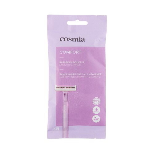 Cuchillas desechables con cabezal de 2 hojas, para todo tipo de pieles COSMIA Comfort 5 uds.
