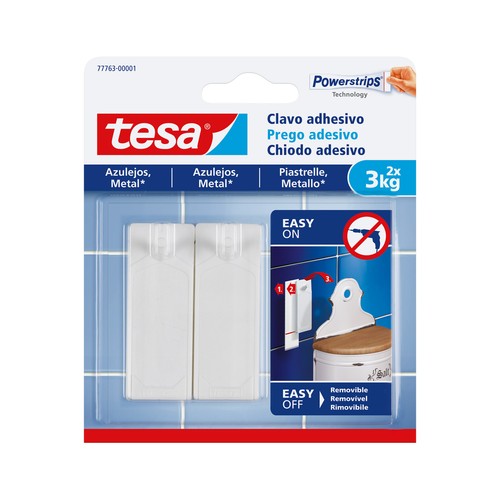Clavo adhesivo para azulejos hasta 3kg, TESA.