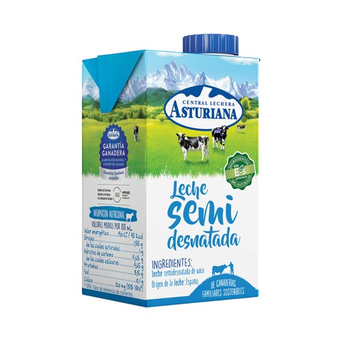 CENTRAL LECHERA ASTURIANA Leche semidesnatada de vaca, de origen española 500 ml.