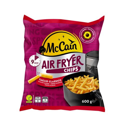 McCAIN Air fryer Patatas con corte clásico, prefritas y ultracongeladas, para hacer en freidora de aire 600 g.