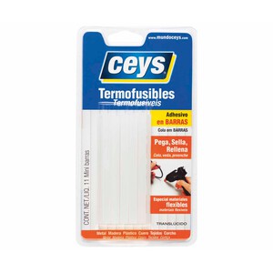 Imagen de Pack de 11 barras de adhesivo termofusible, translúcido, 8x90mm, CEYS.