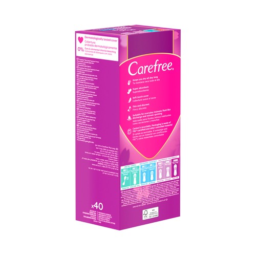 CAREFREE Plus long Salvaslips (protegeslips) extra-largos con fresca fragancia 40 uds.
