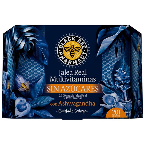 BLACK BEE Jalea real multivitaminas con Ashwagandha y sin azúcares 20 uds.