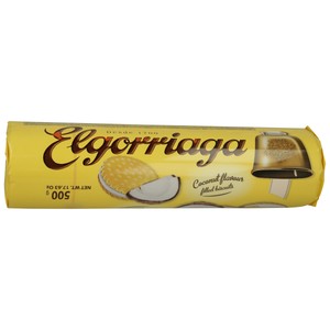 Galletas rellenas con sabor a coco 500 g.