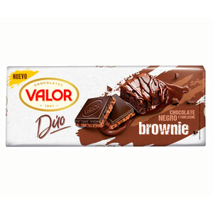 Imagen de VALOR Duo Chocolate negro (47%) y chocolate con leche con trocitos de brownie tableta 170 g.