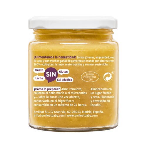 SMILEAT Tarrito de guisito de alubias, ecológico para bebés a partir de 6 meses 230 g.