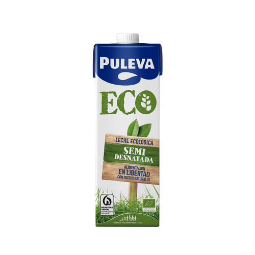 Leche semidesnatada de vacas con alimentación ecológica PULEVA eco 1 l.