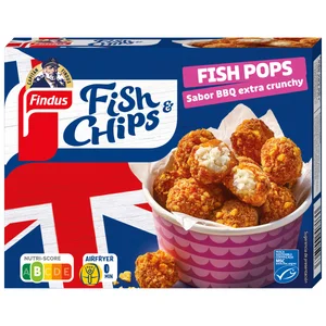 FINDUS Fish & chips Fish pops con sabor a barbacoa 230 g.