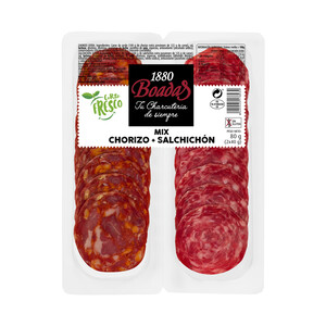 Imagen de BOADAS Pack de chorizo y salchichón de categoria extra, sin gluten y cortados en lonchas BOADAS 2 x 40 g.