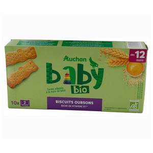 PRODUCTO ALCAMPO Galletas ecolólogicas con forma de ositos en 10 sobres de 2 uds, a partir de 12 meses