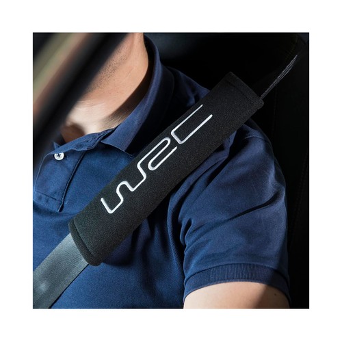 Juego de 2 protectores de cinturón de poliester negro, con fijación sencilla mediante velcro y acolchado para una mayor comodidad WRC.