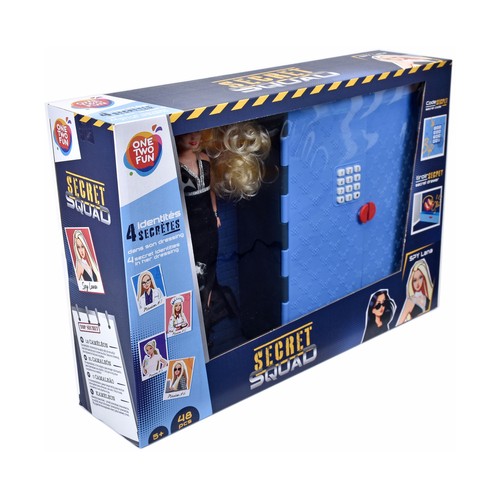 Muñeca Secret Squad Espia 4 identidades secretas con Armario Secreto y 4 Outfit, 48 piezas +5 Años ONE, TWO FUN