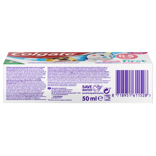 COLGATE Pasta de dientes infantil sabor fresa para niños de 0 a 5 años 2 x 50 ml.